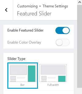featured slider setting